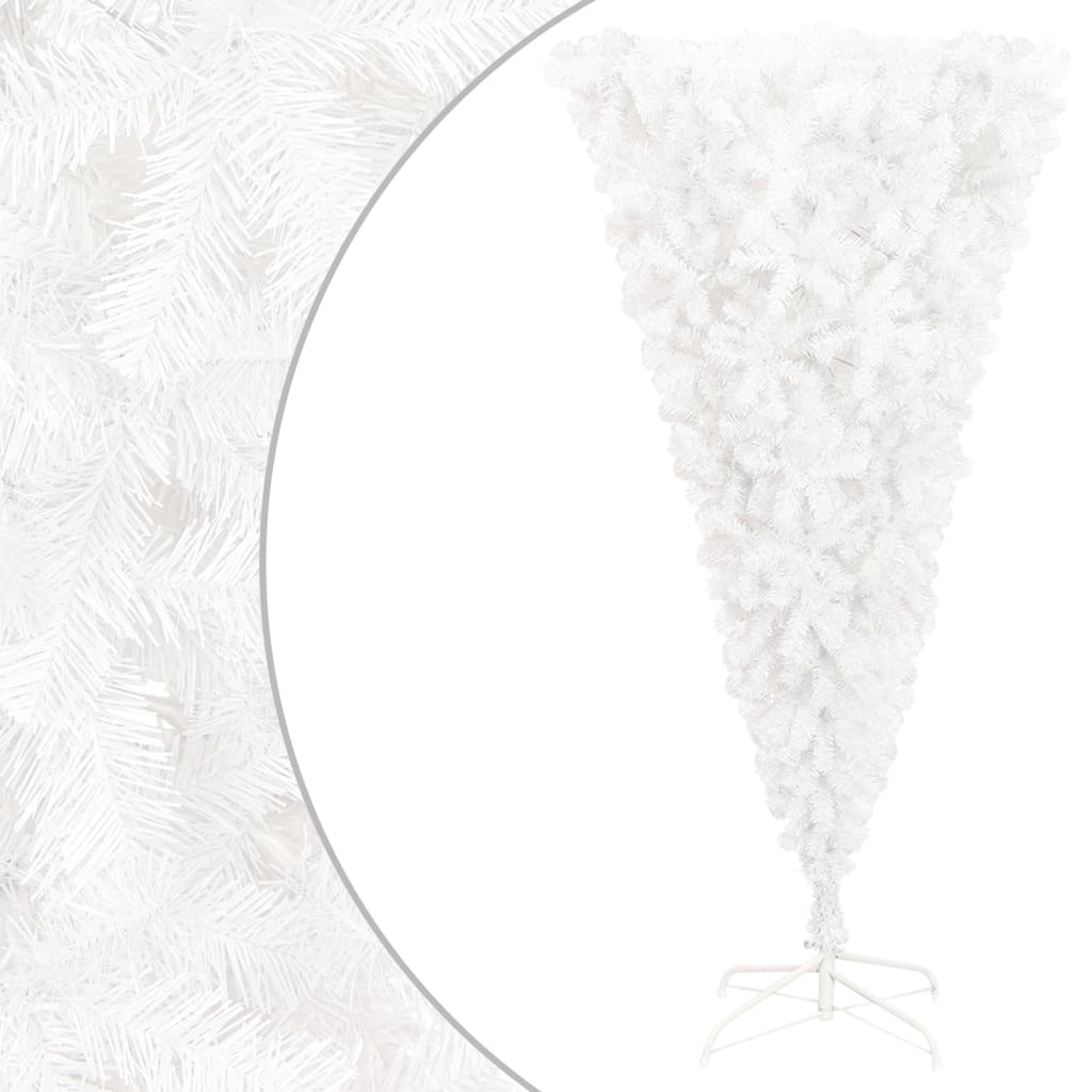 vidaXL Obrácený umělý vánoční stromek se stojanem bílý 240 cm