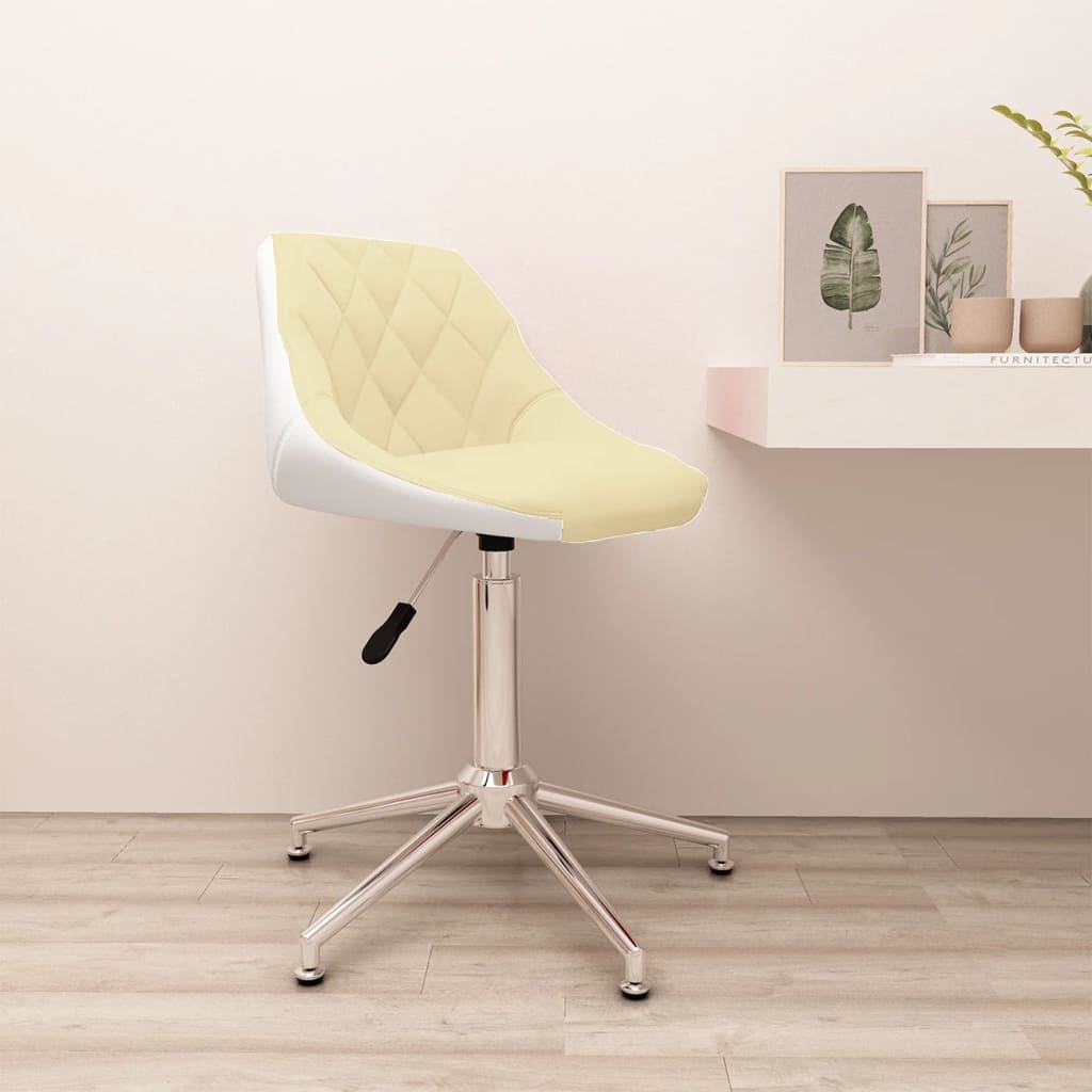 vidaXL Otočná kancelářská židle krémovo-bílá umělá kůže