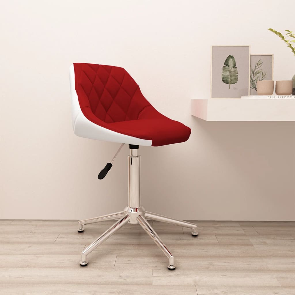vidaXL Otočná kancelářská židle vínovo-bílá umělá kůže