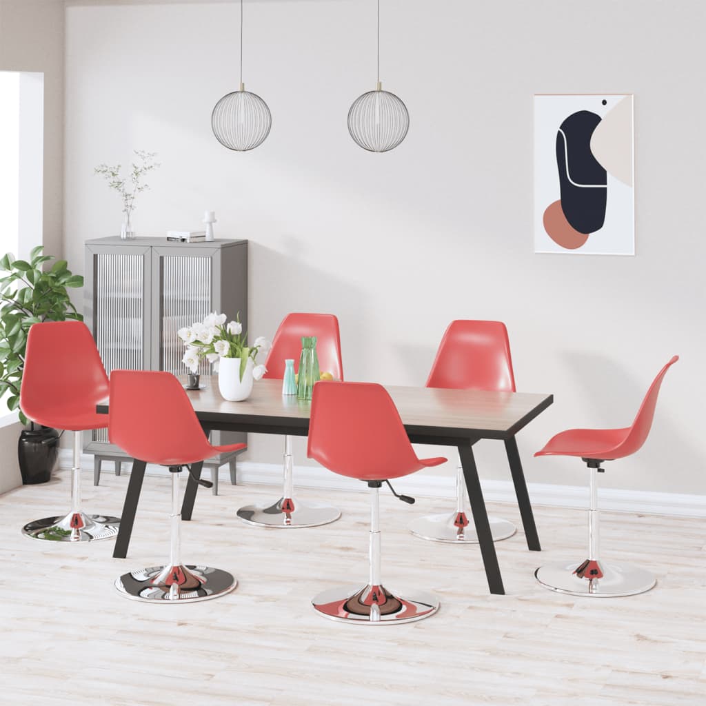 vidaXL Otočné jídelní židle 6 ks červené PP