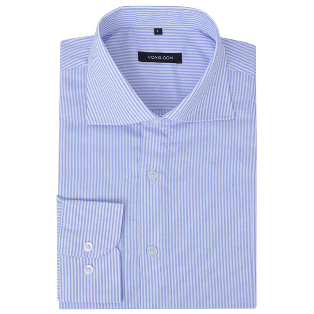 vidaXL Pánská business košile bílá/světle modrá proužek vel. S