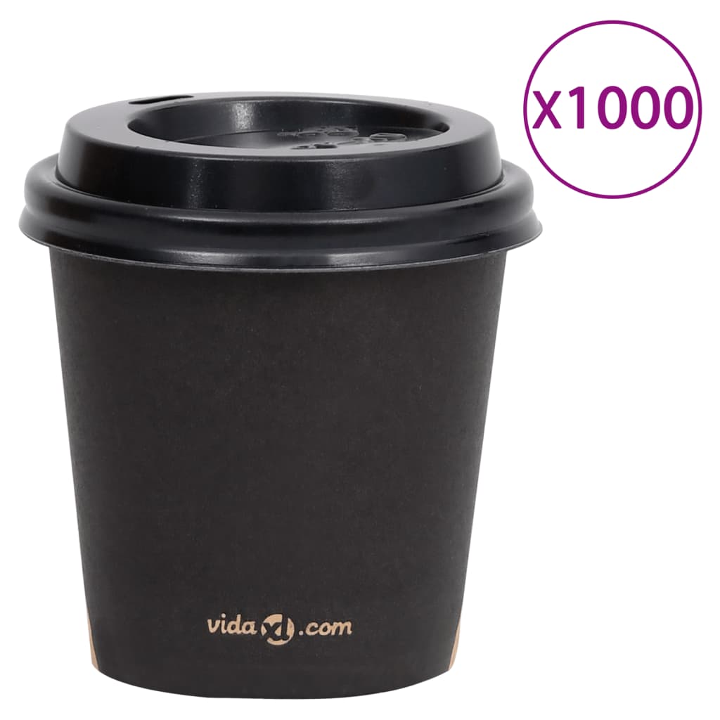 vidaXL Papírové kelímky na kávu s víčky 120 ml 1 000 ks černé