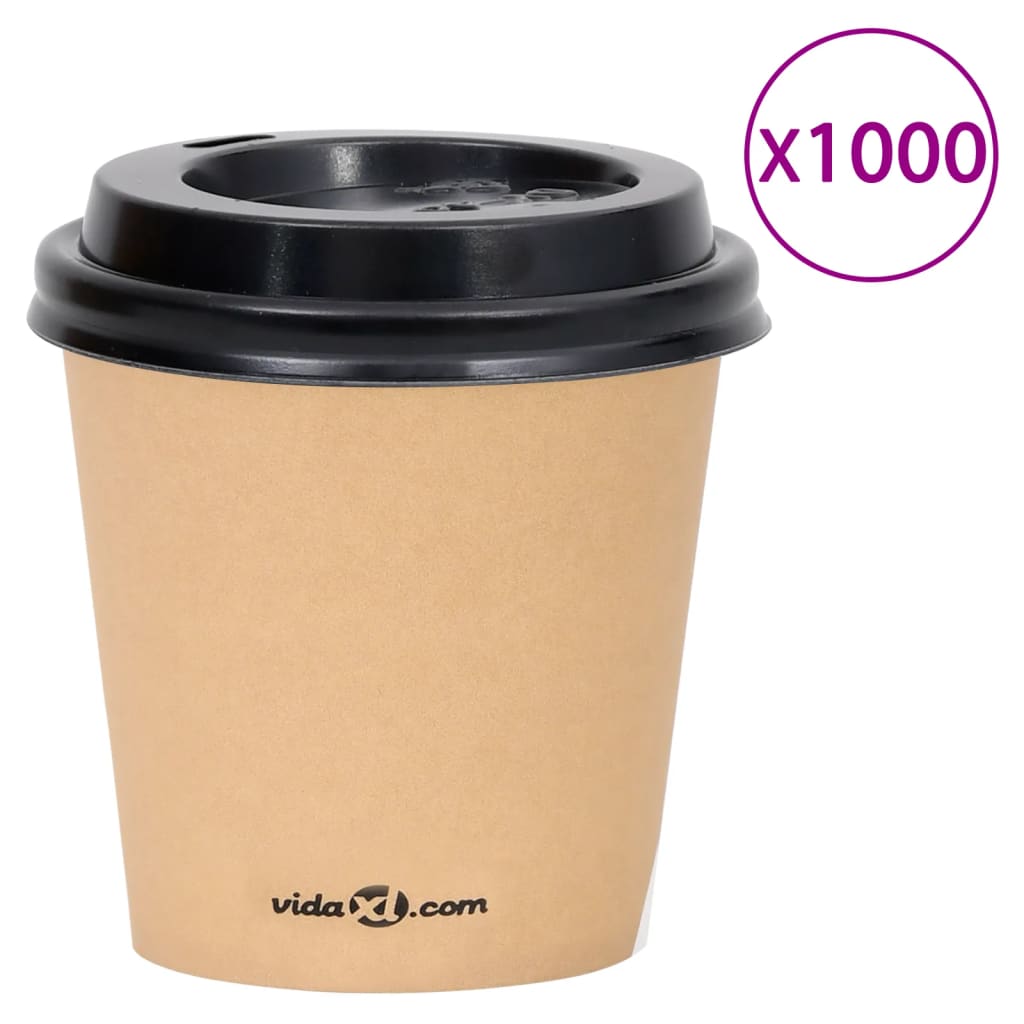 vidaXL Papírové kelímky na kávu s víčky 120 ml 1 000 ks hnědé