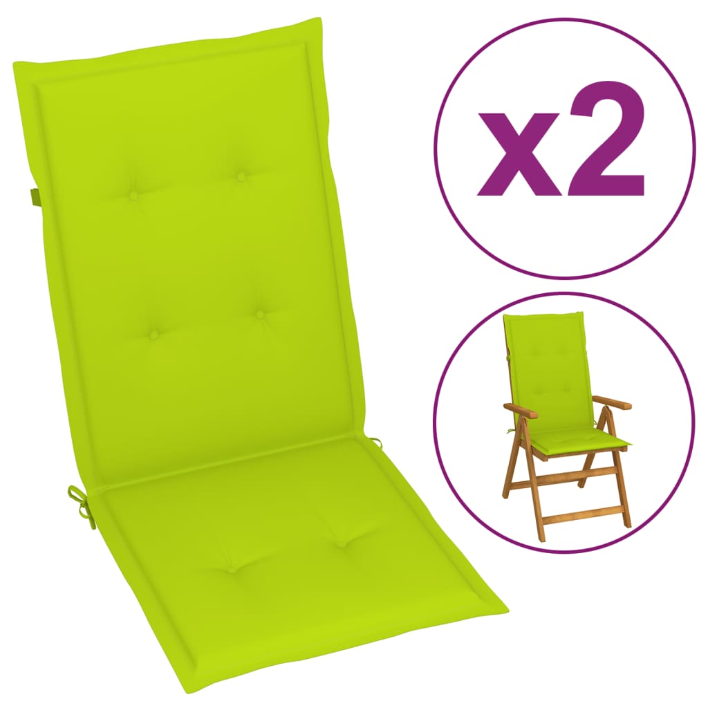 vidaXL Podušky na zahradní židle 2 ks jasně zelené 120 x 50 x 4 cm
