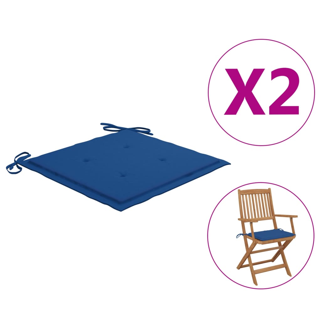 vidaXL Podušky na zahradní židle 2 ks královsky modré 40x40x3cm textil