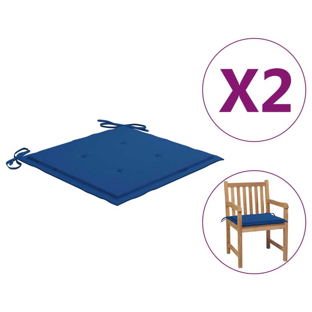 vidaXL Podušky na zahradní židle 2 ks královsky modré 50x50x3cm textil