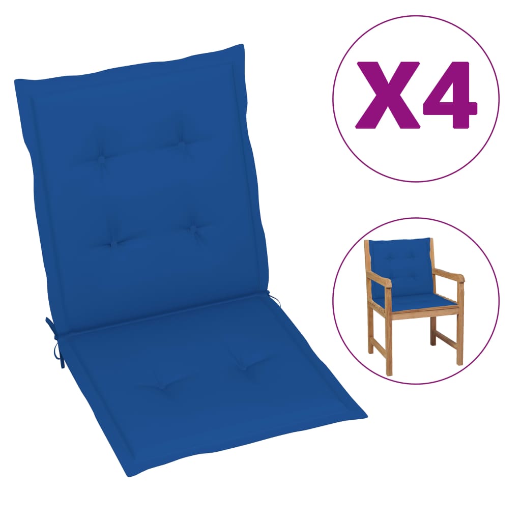 vidaXL Podušky na zahradní židle 4 ks královsky modré 100 x 50 x 4 cm