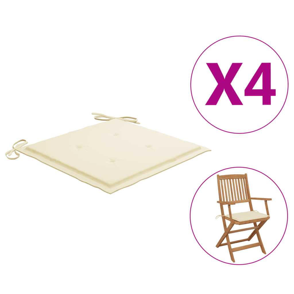 vidaXL Podušky na zahradní židle 4 ks krémové 40 x 40 x 3 cm