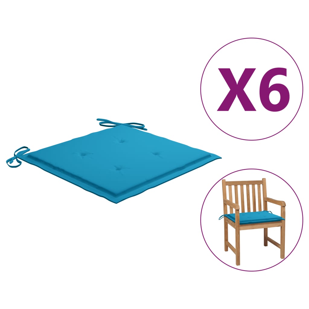 vidaXL Podušky na zahradní židle 6 ks modré 50 x 50 x 4 cm textil