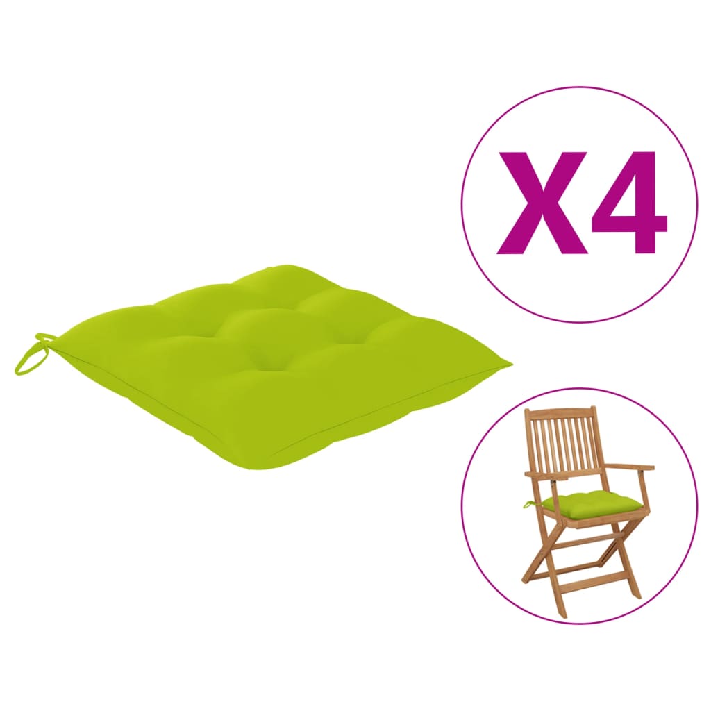vidaXL Podušky na židle 4 ks jasně zelené 40 x 40 x 7 cm textil