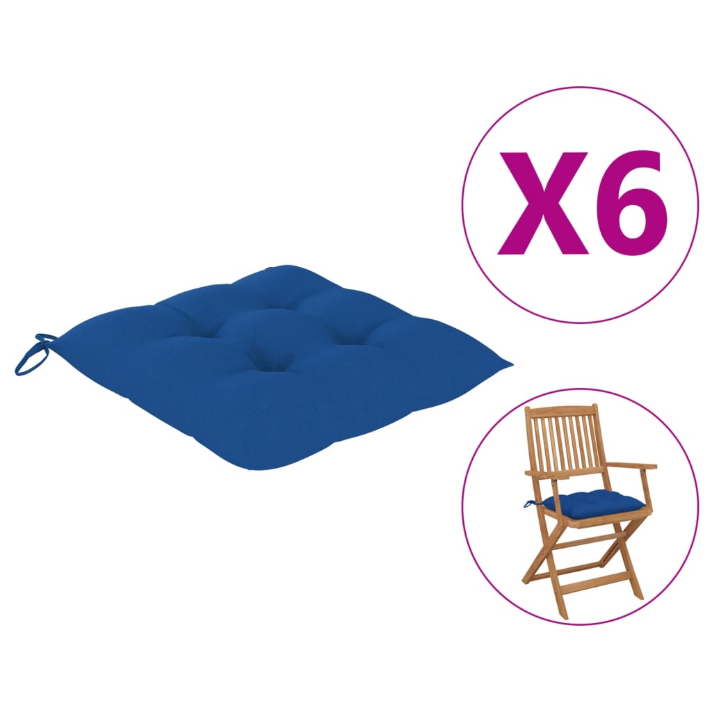 vidaXL Podušky na židle 6 ks modré 40 x 40 x 7 cm textil