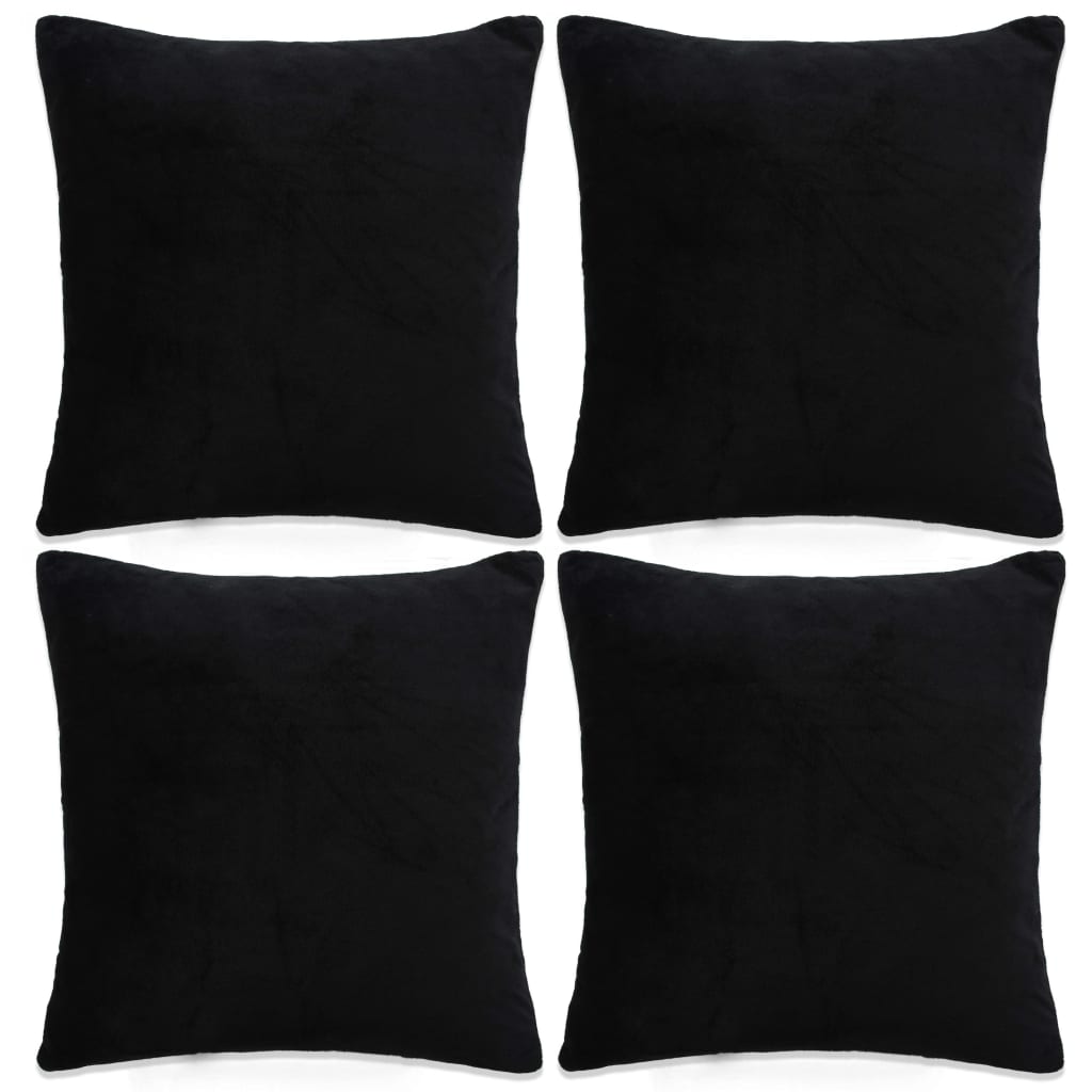 vidaXL Povlaky na polštář 4 ks textil 80 x 80 cm černé