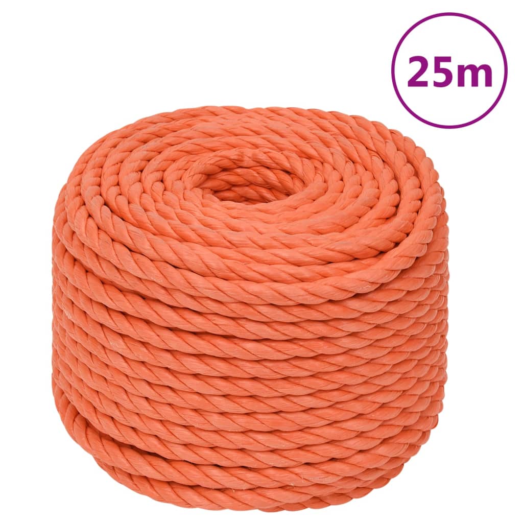 vidaXL Pracovní lano oranžové 10 mm 25 m polypropylen