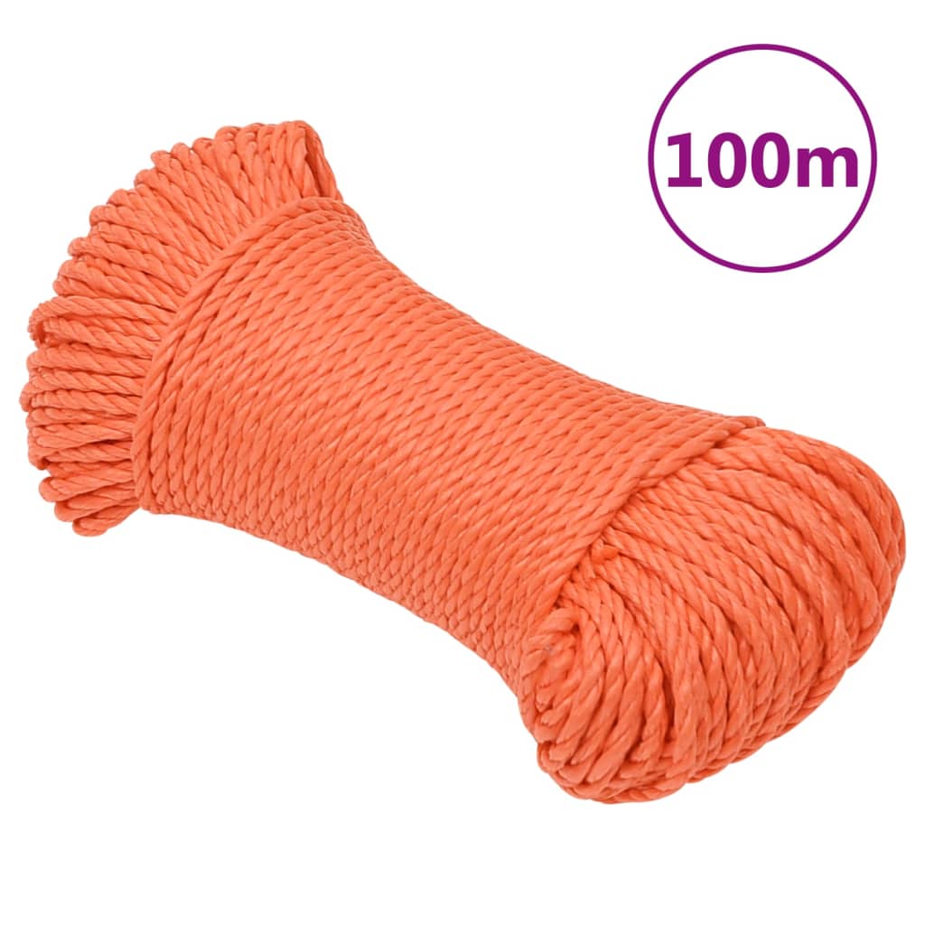 vidaXL Pracovní lano oranžové 3 mm 100 m polypropylen