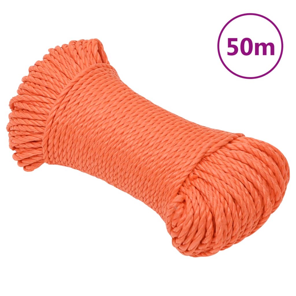 vidaXL Pracovní lano oranžové 6 mm 50 m polypropylen