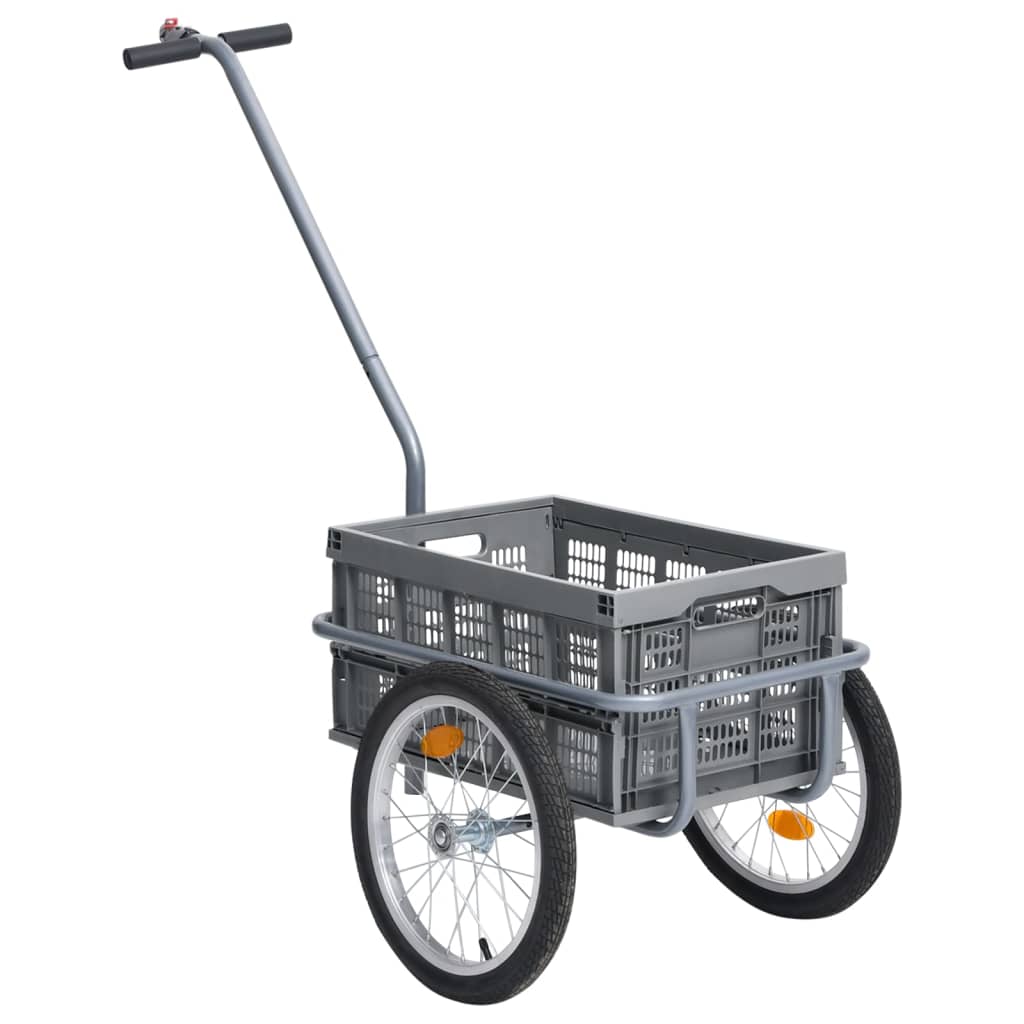 vidaXL Přívěsný vozík za kolo se skládacím boxem 50 l šedý 150 kg