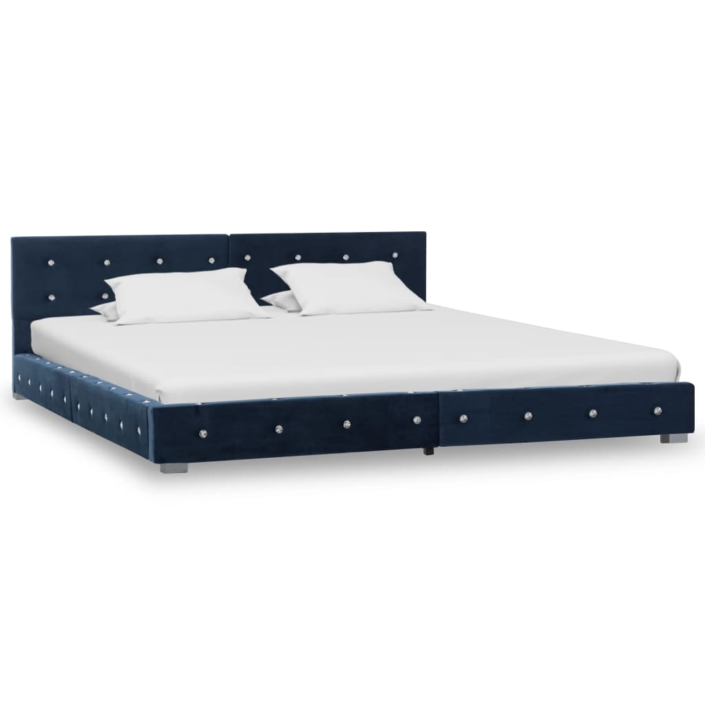 vidaXL Rám postele modrý samet 160 x 200 cm