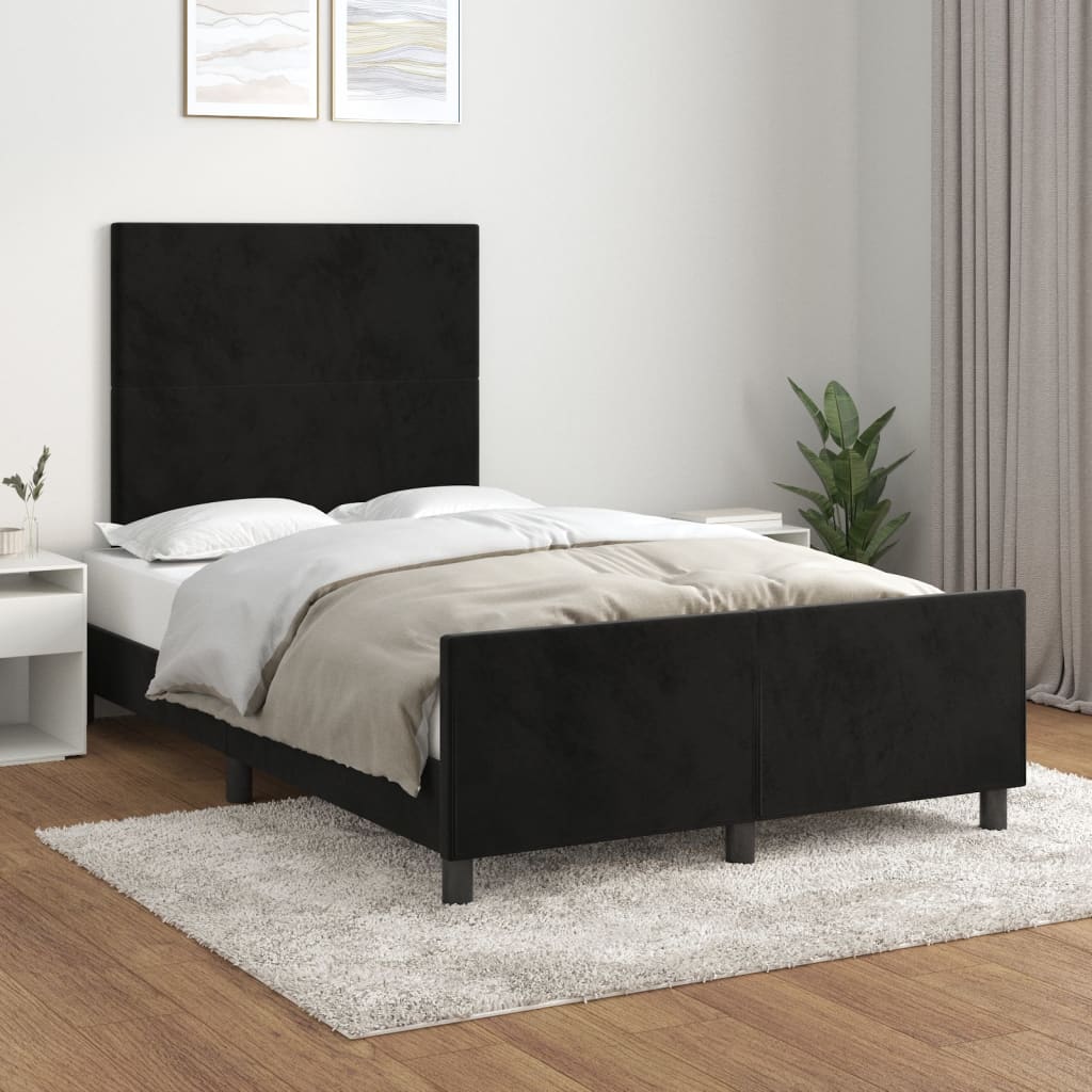 vidaXL Rám postele s čelem černý 120 x 200 cm samet