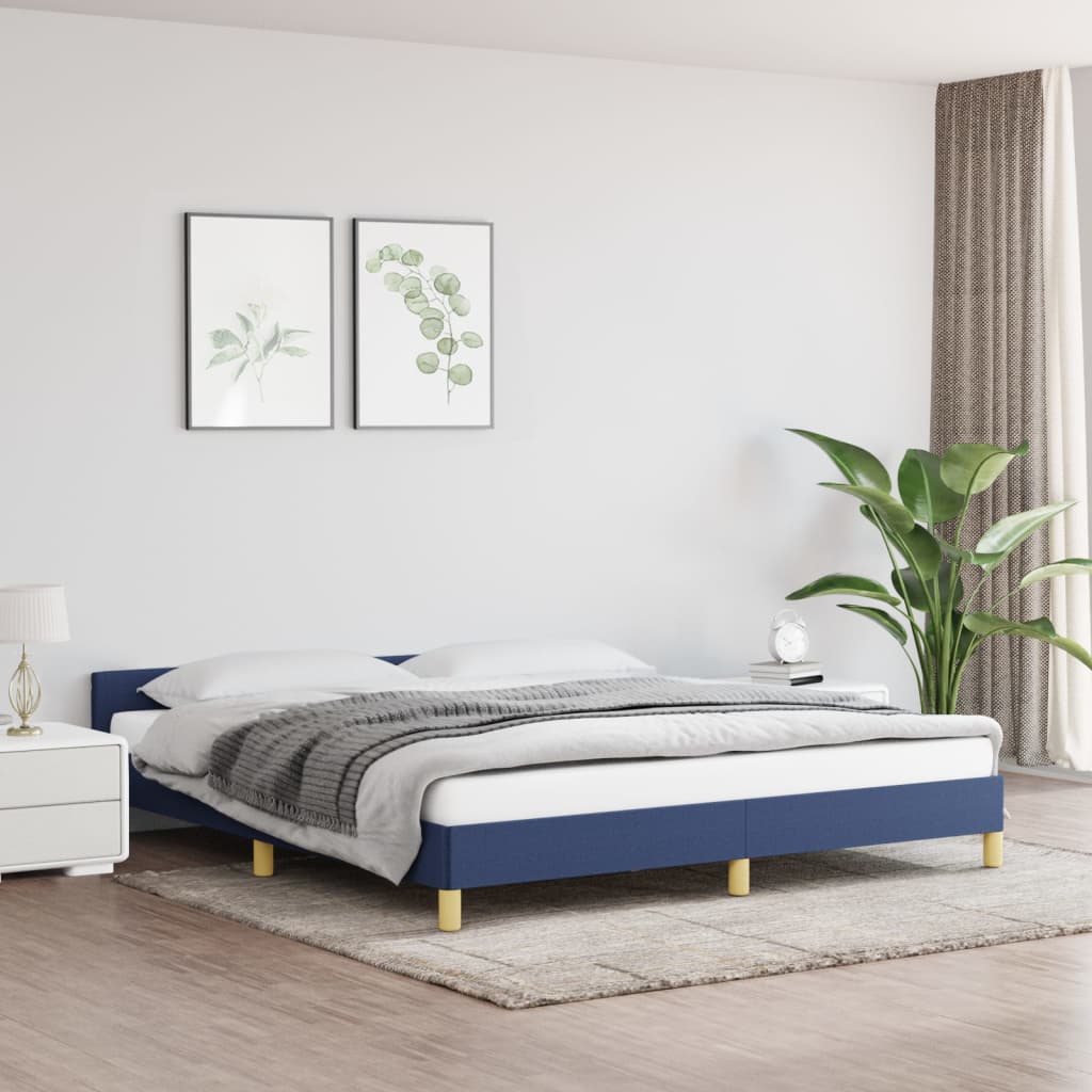 vidaXL Rám postele s čelem modrý 180x200 cm textil