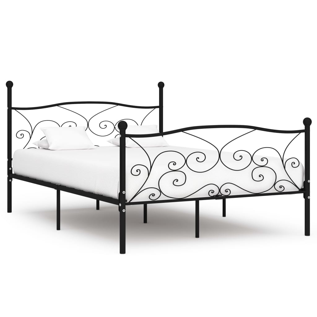 vidaXL Rám postele s laťkovým roštem černý kov 140 x 200 cm