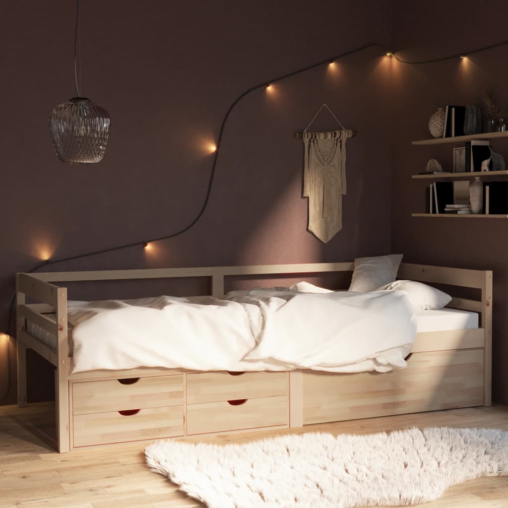 vidaXL Rám postele se zásuvkami masivní borovice 90 x 200 cm