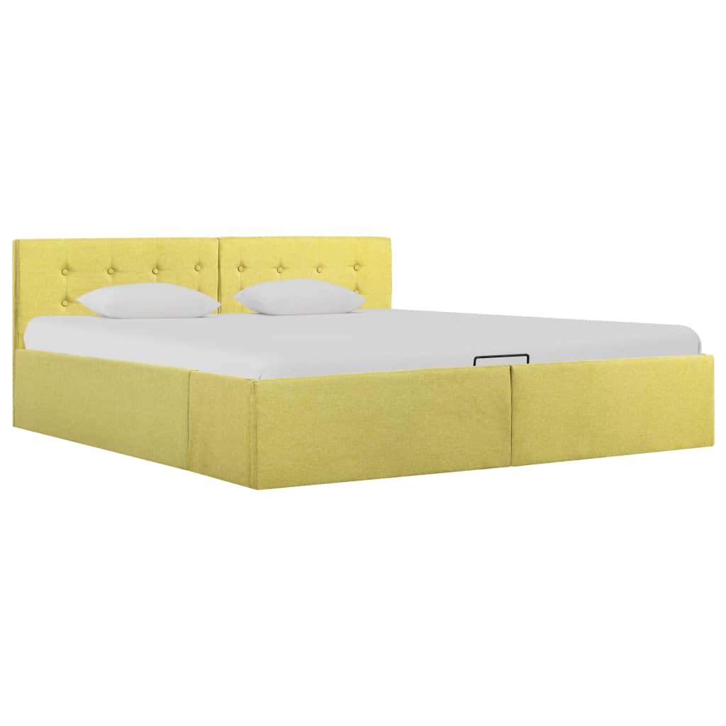 vidaXL Rám postele úložný prostor limetkově žlutý textil 160 x 200 cm