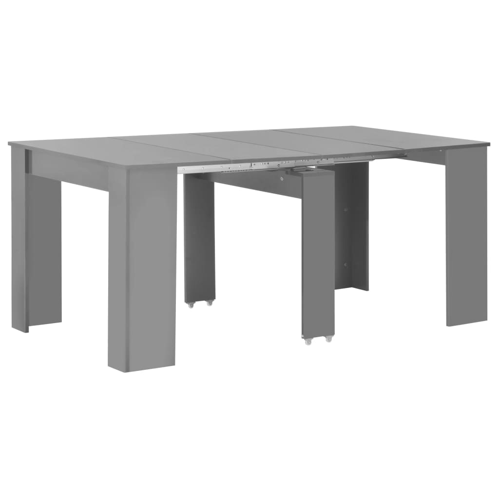 vidaXL Rozkládací jídelní stůl šedý s vysokým leskem 175 x 90 x 75 cm