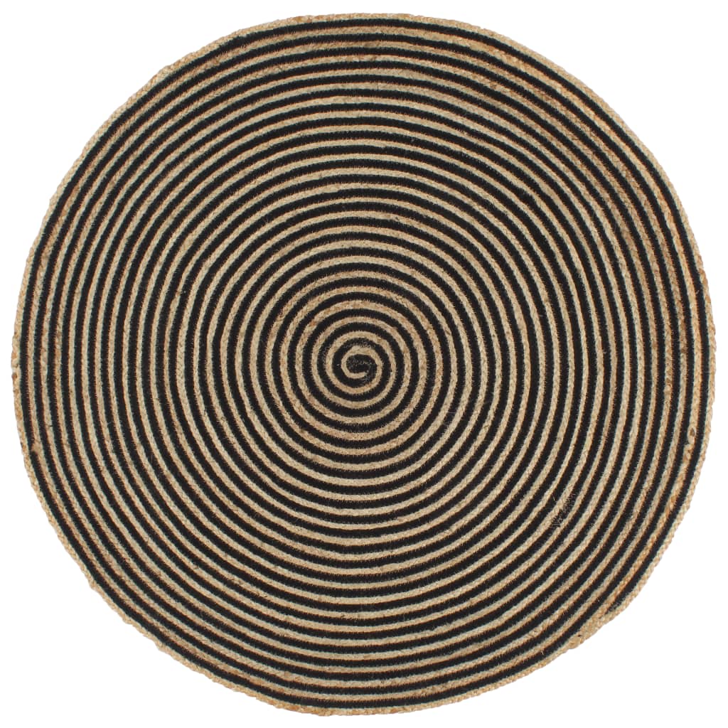 vidaXL Ručně vyrobený koberec z juty spirálový design černý 120 cm