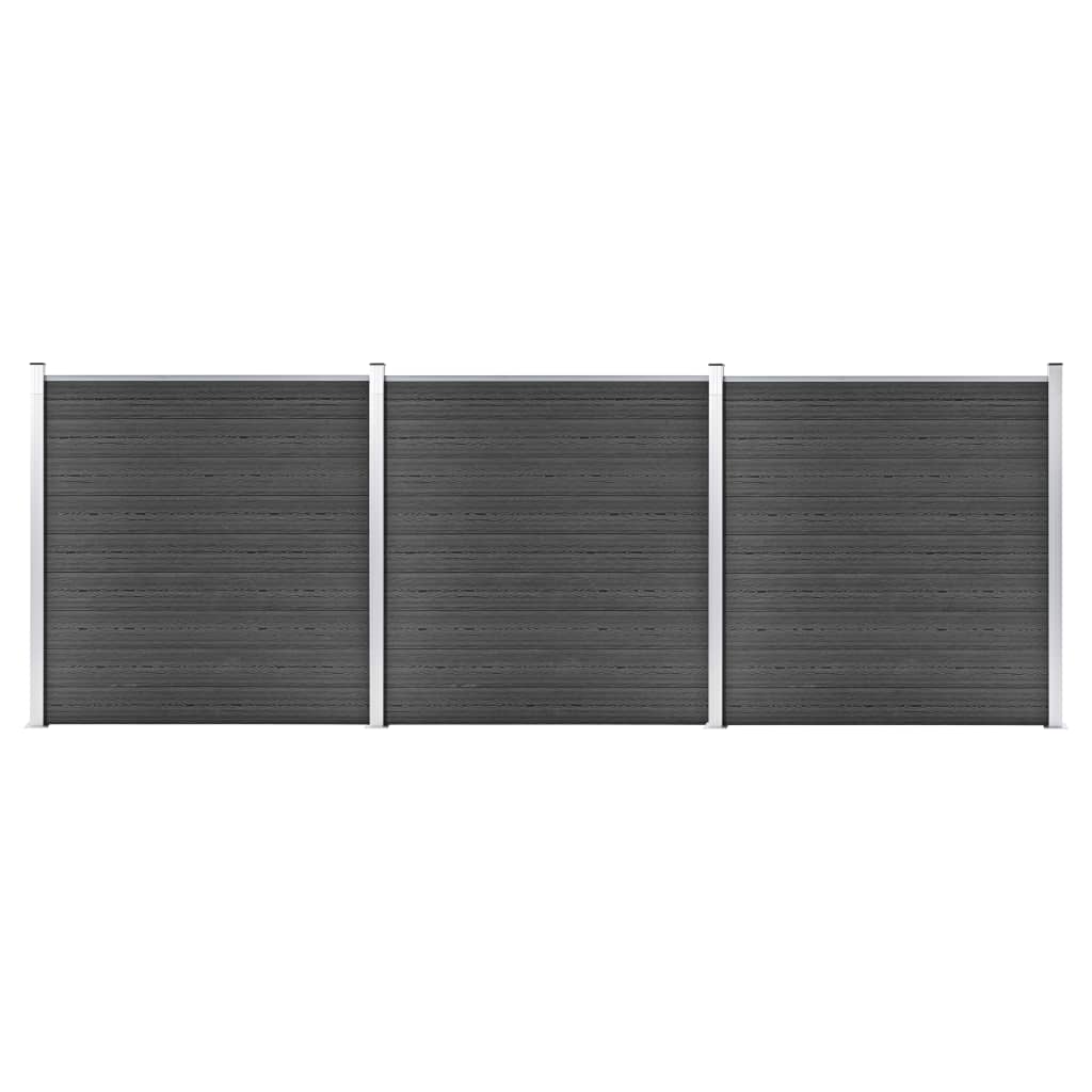 vidaXL Set plotových dílců WPC 526 x 186 cm černý