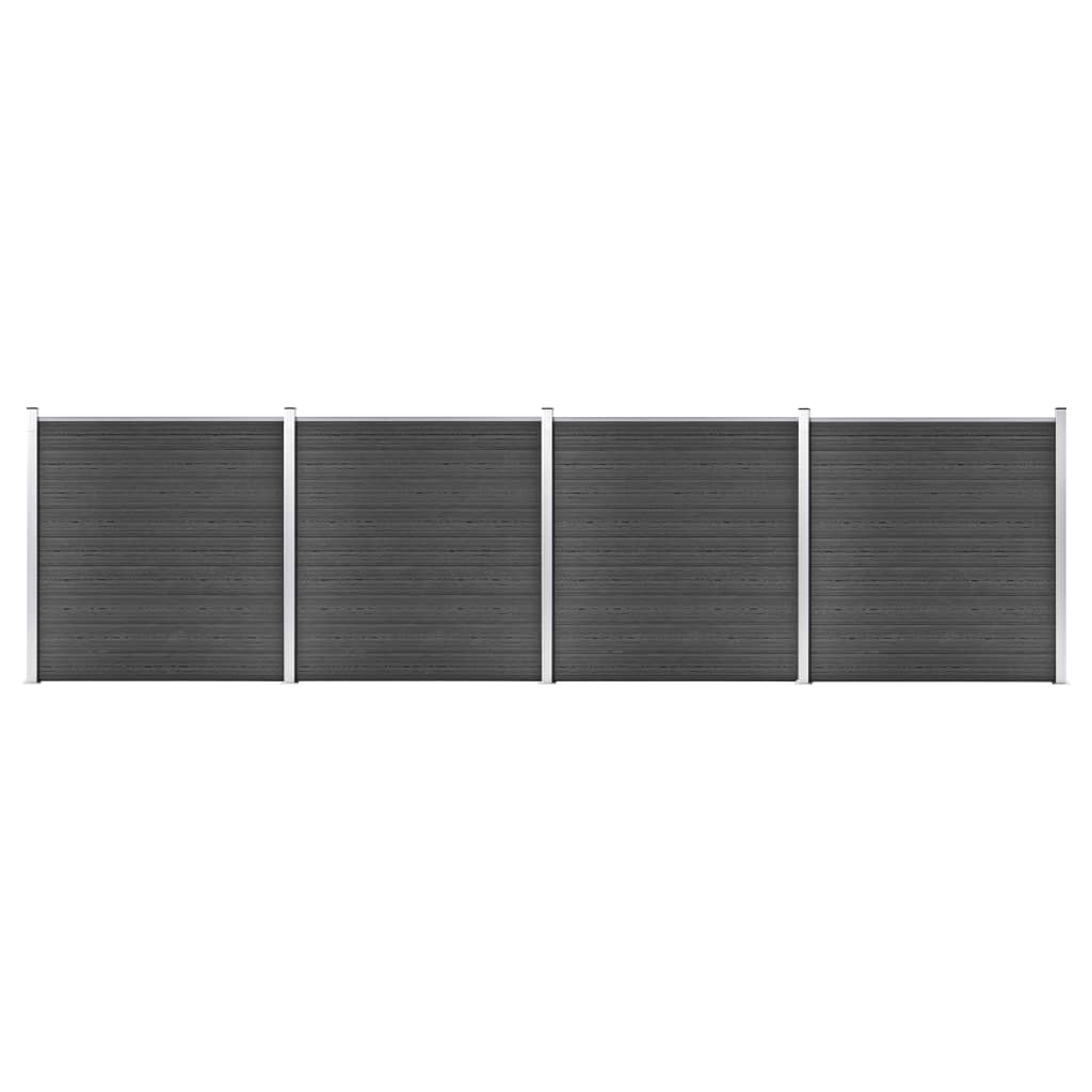 vidaXL Set plotových dílců WPC 699 x 186 cm černý