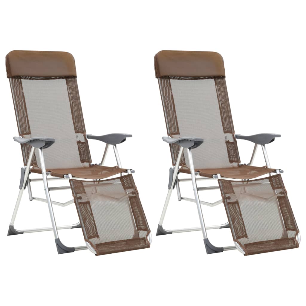 vidaXL Skládací kempingové židle 2 ks s podnožkou taupe hliníkové