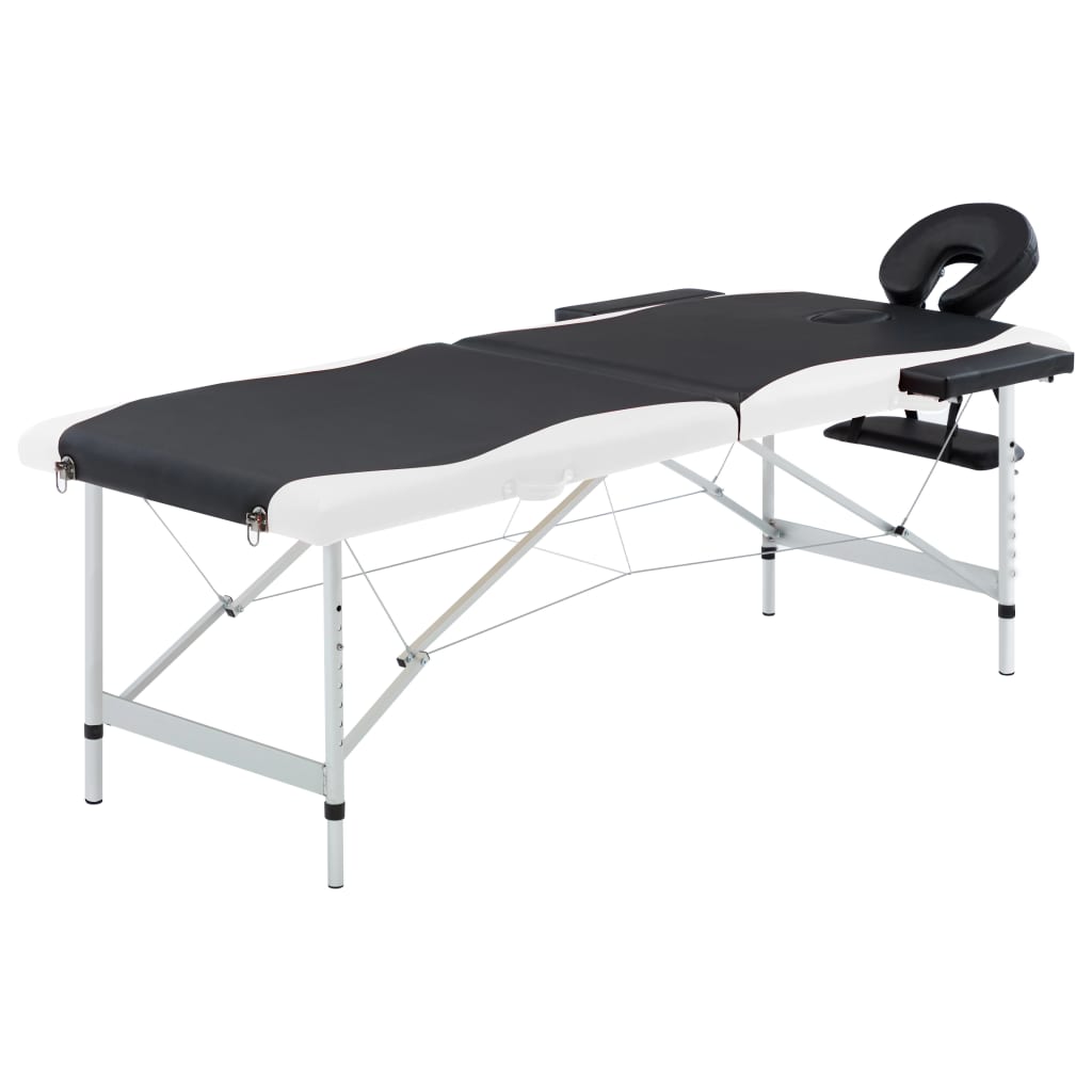 vidaXL Skládací masážní stůl se 2 zónami hliník černobílý