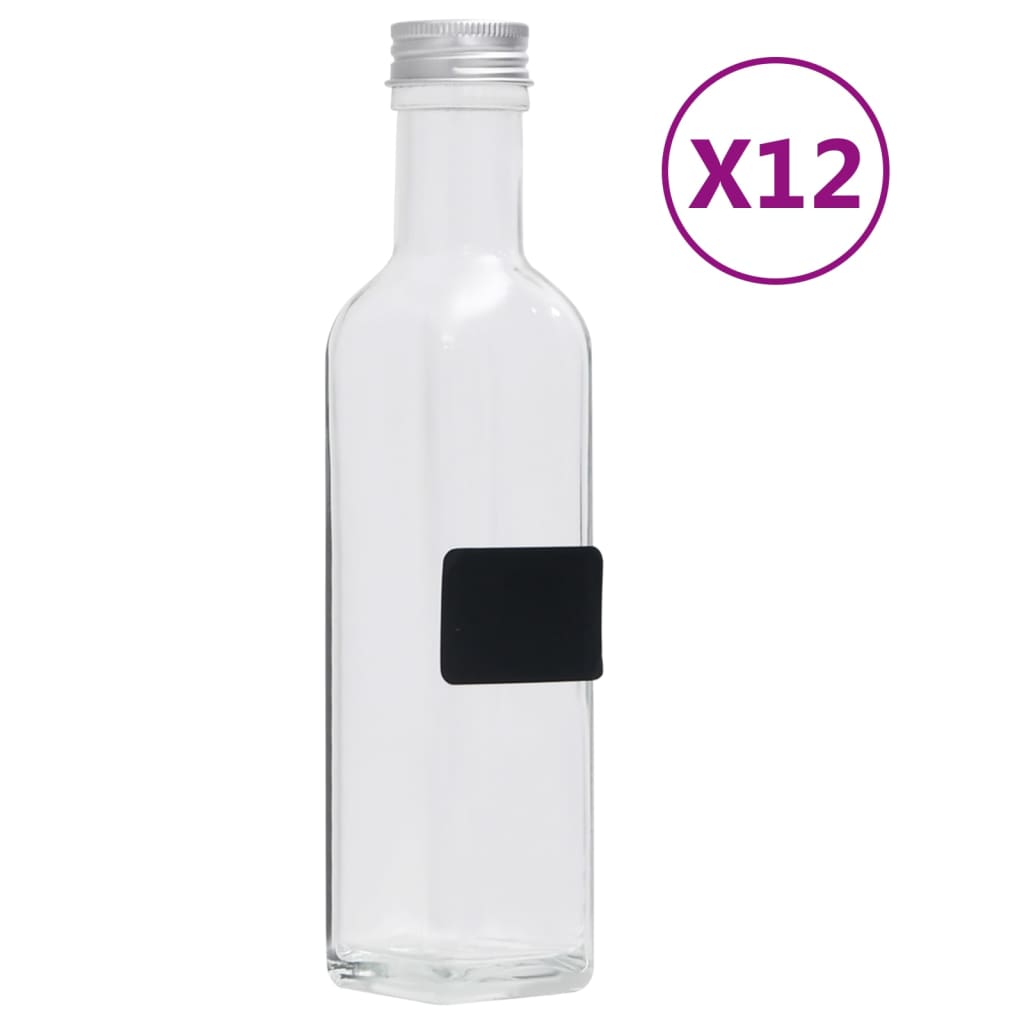 vidaXL Skleněné láhve se šroubovým uzávěrem 12 ks čtvercové 250 ml