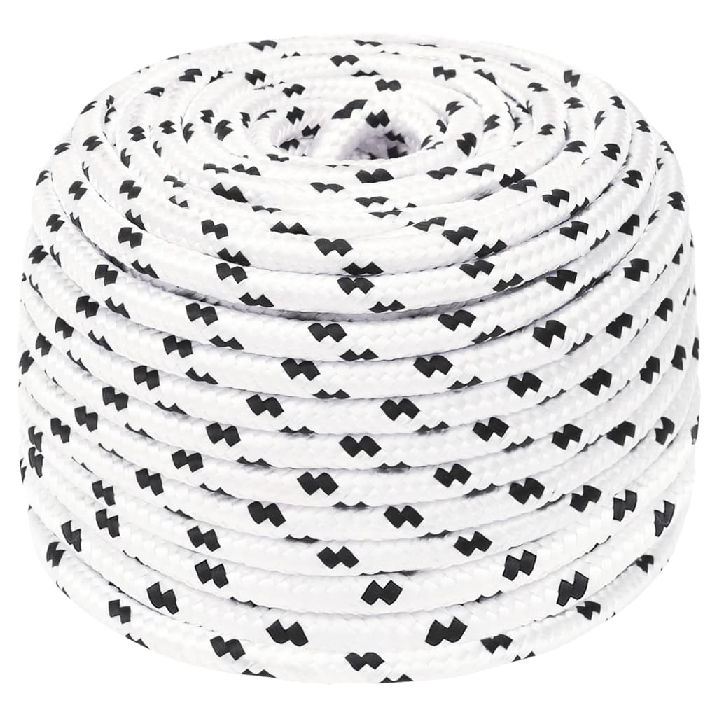 vidaXL Splétané lodní lano bílé 10 mm x 25 m polyester