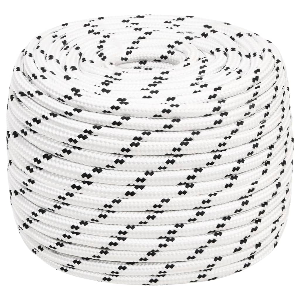 vidaXL Splétané lodní lano bílé 12 mm x 25 m polyester