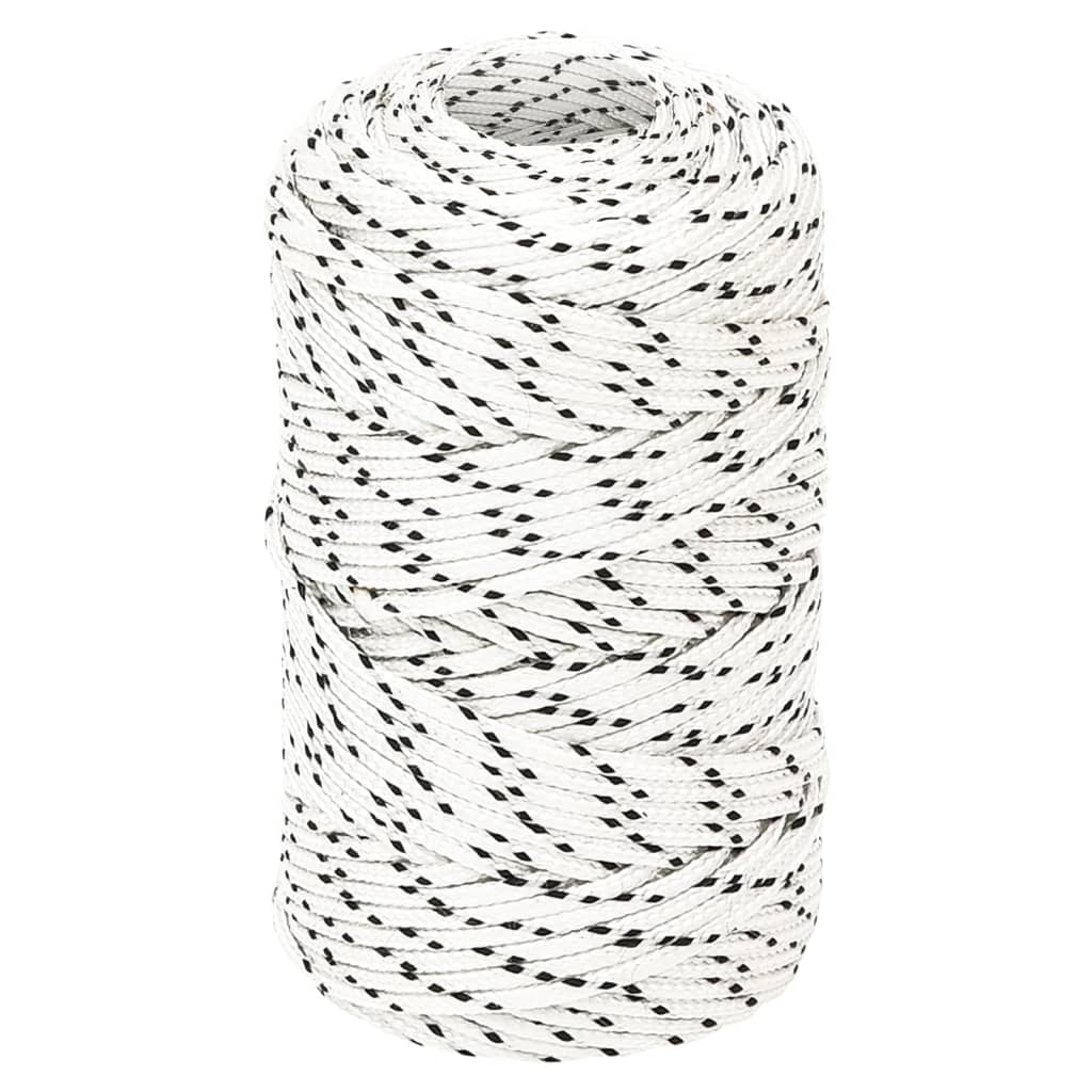 vidaXL Splétané lodní lano bílé 2 mm x 100 m polyester