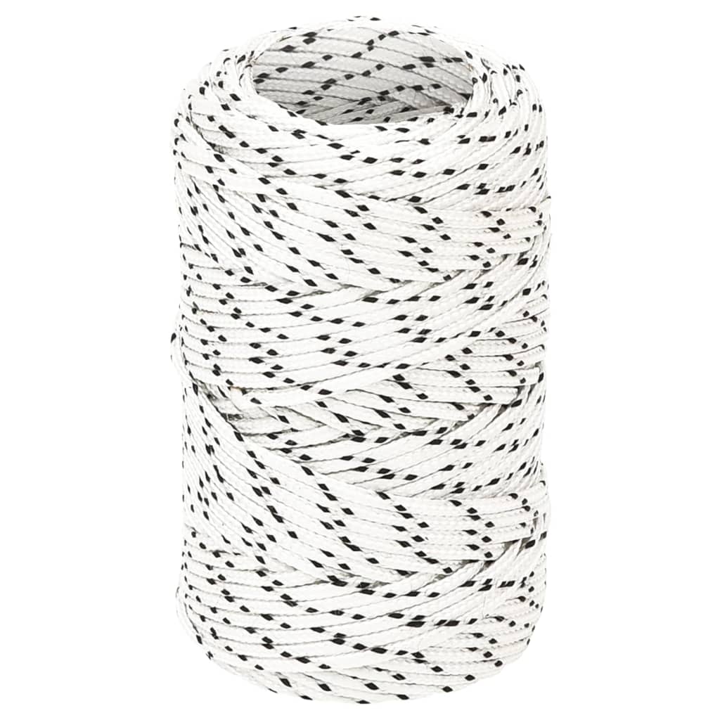 vidaXL Splétané lodní lano bílé 2 mm x 50 m polyester