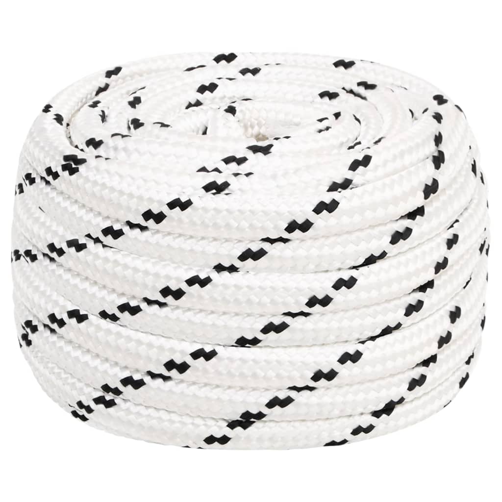 vidaXL Splétané lodní lano bílé 20 mm x 50 m polyester