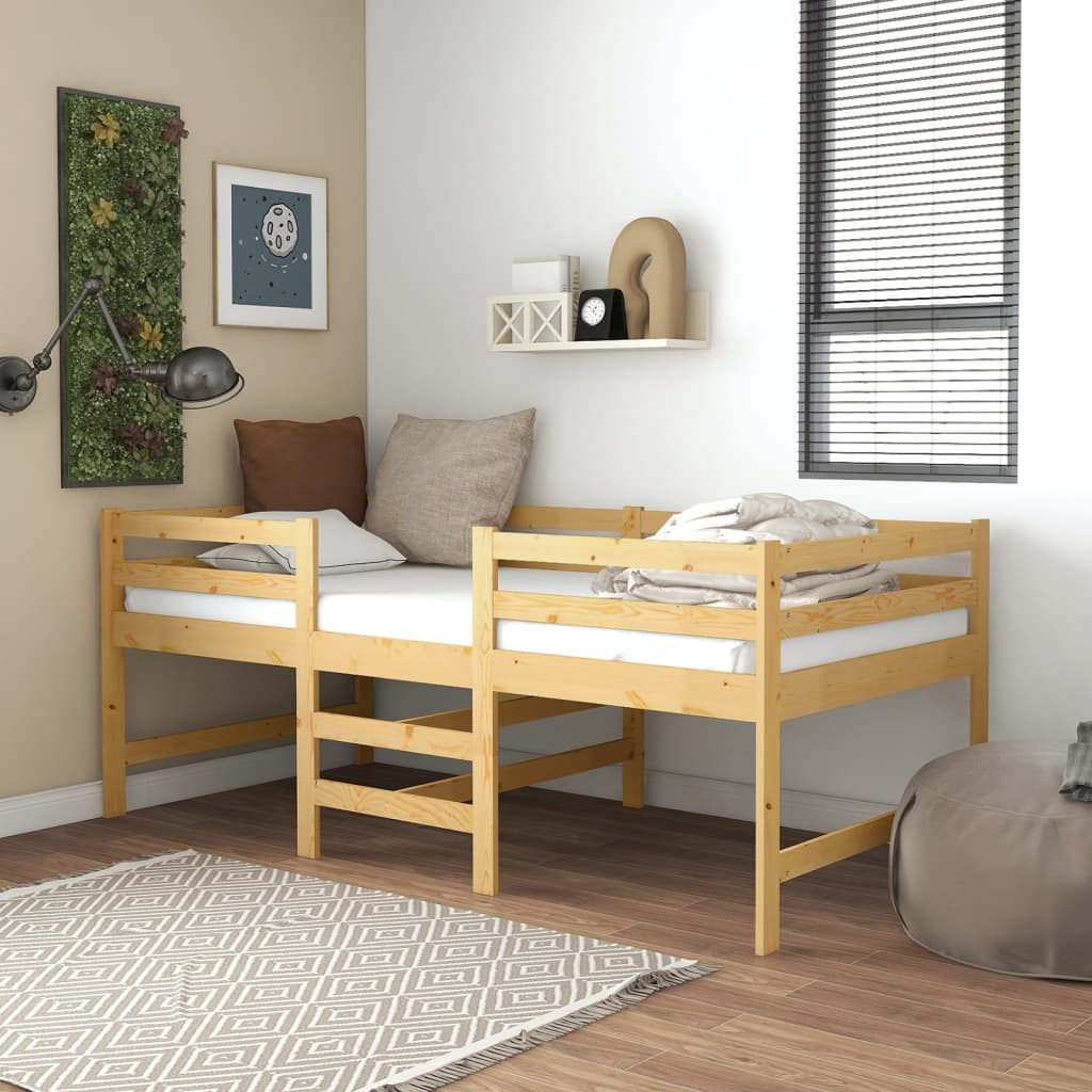 vidaXL Středně vysoká postel s matrací 90 x 200 cm masivní borovice