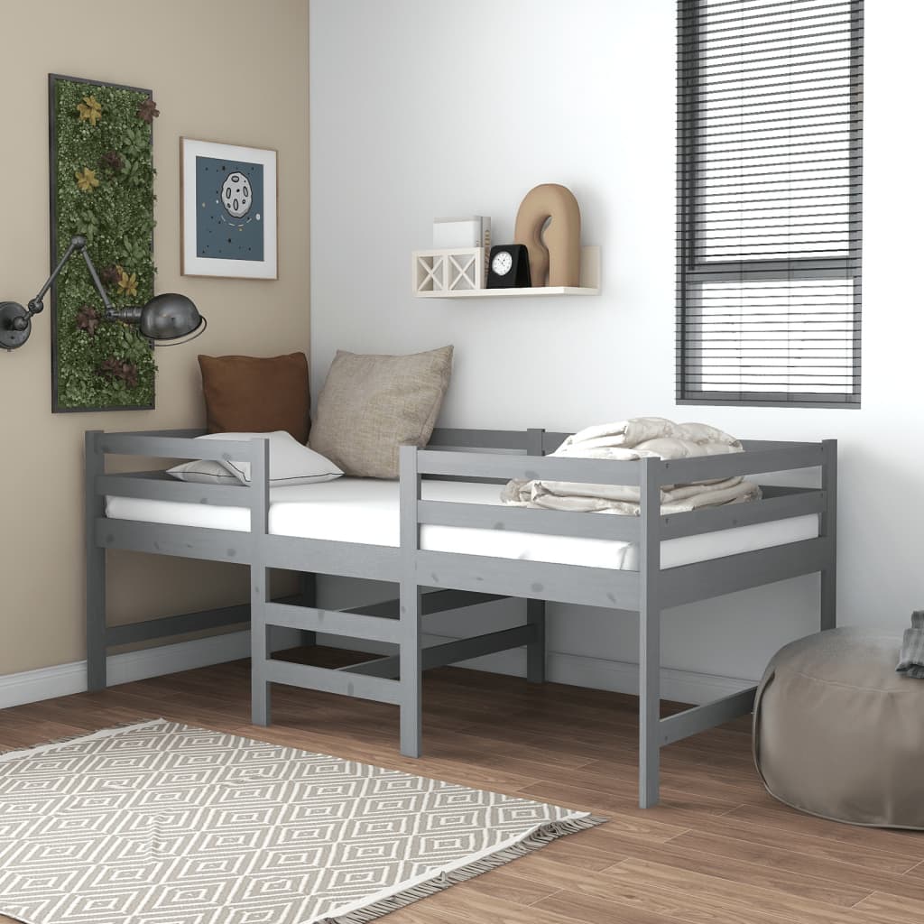 vidaXL Středně vysoká postel s matrací 90x200 cm šedá masivní borovice