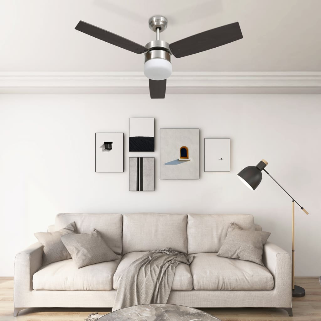 vidaXL Stropní ventilátor světlo a dálkové ovládání 108 cm tmavě hnědý
