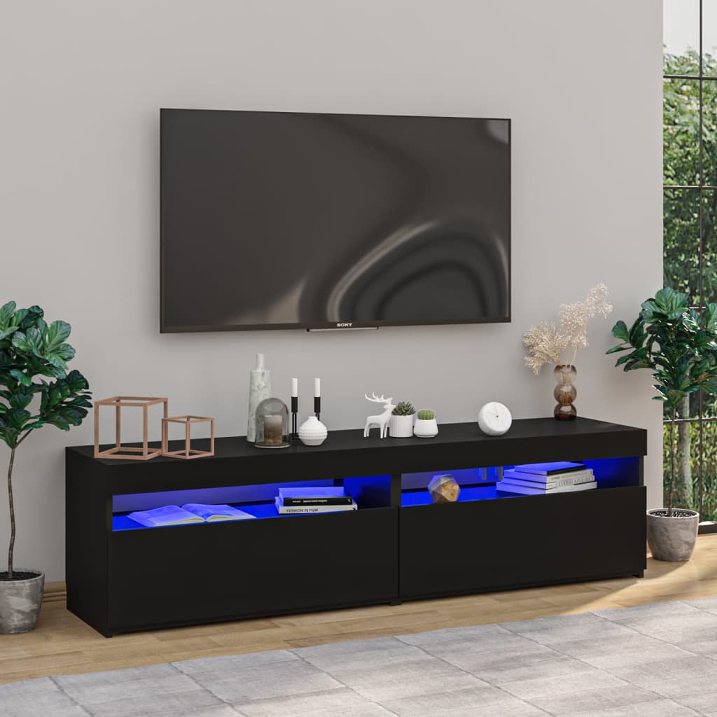vidaXL TV skříňky s LED osvětlením 2 ks černé vysoký lesk 75x35x40 cm