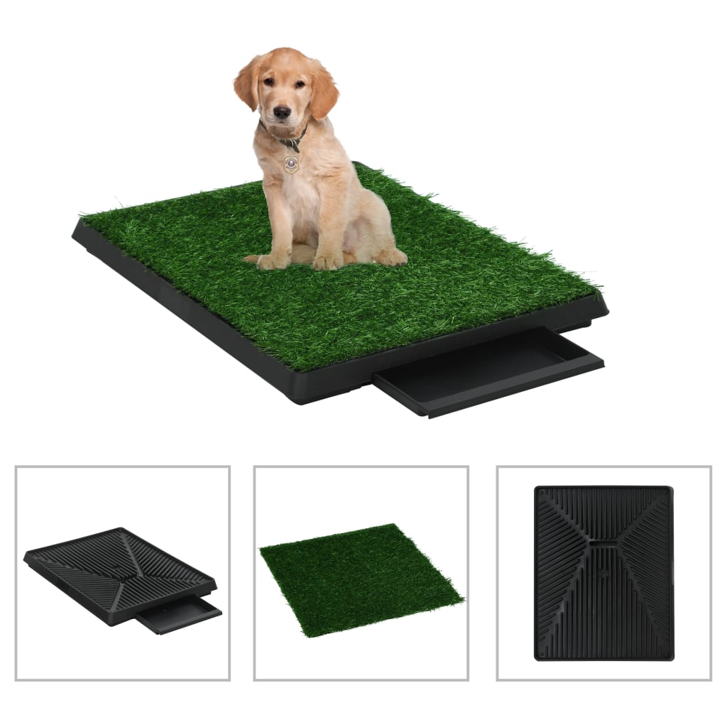 vidaXL Toaleta pro psy 2 ks s nádobou a umělou trávou zelené 63x50x7cm