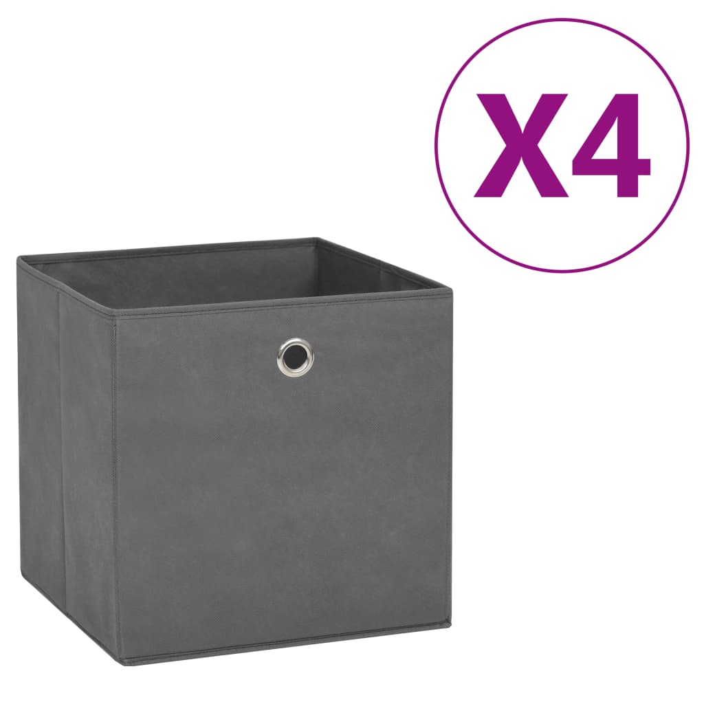 vidaXL Úložné boxy 4 ks netkaná textilie 28 x 28 x 28 cm šedé