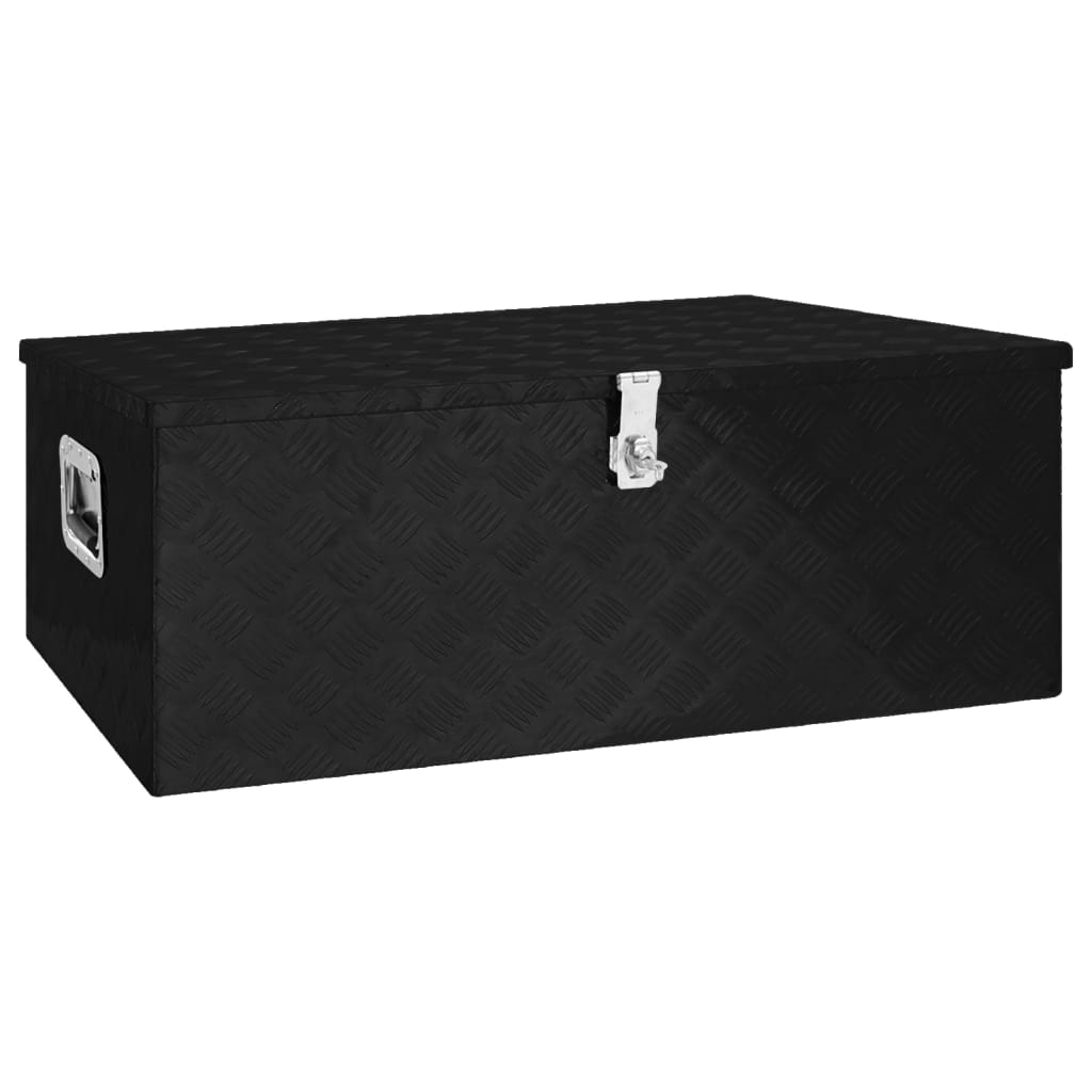 vidaXL Úložný box černý 100 x 55 x 37 cm hliník