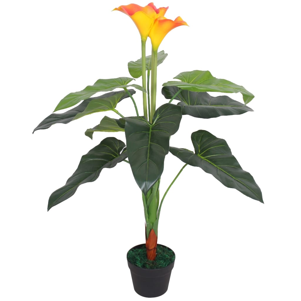 vidaXL Umělá rostlina kala s květináčem 85 cm červenožlutá