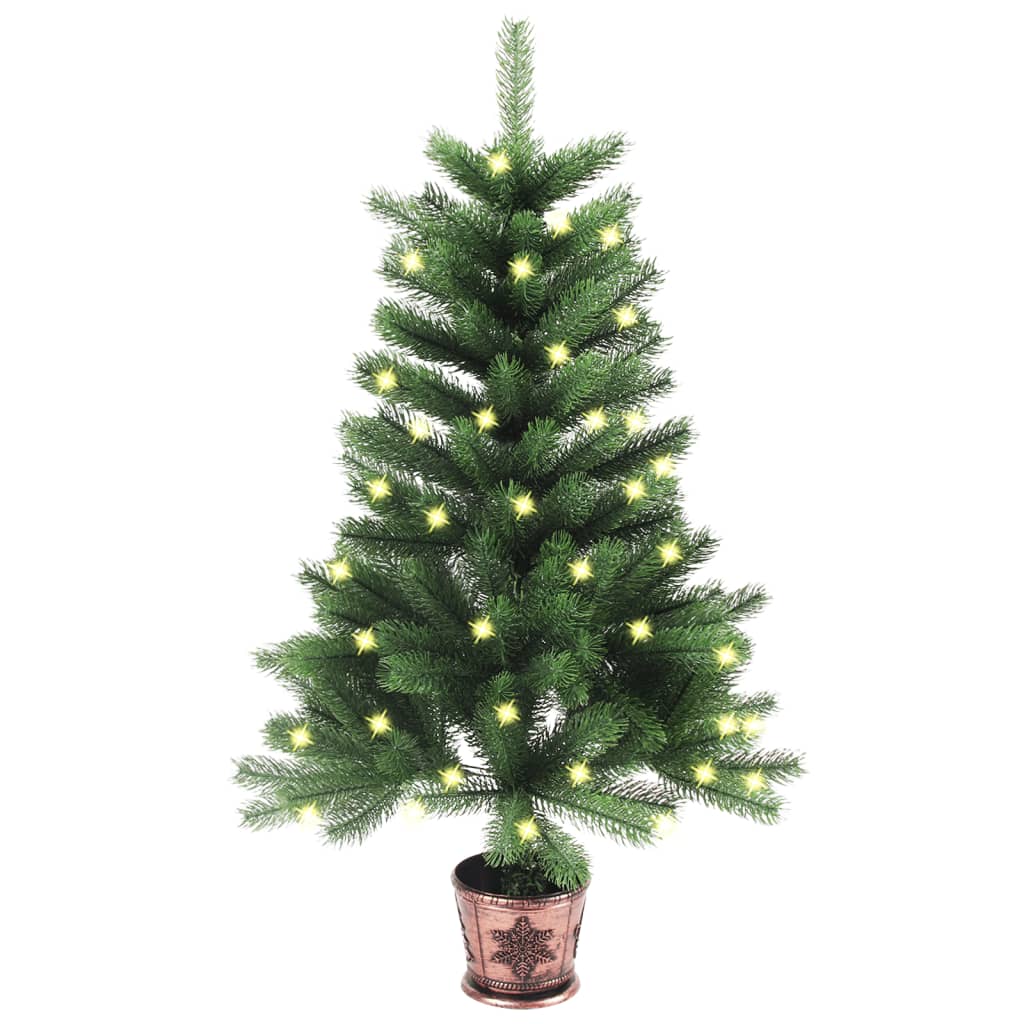 vidaXL Umělý vánoční stromek s LED diodami 90 cm zelený