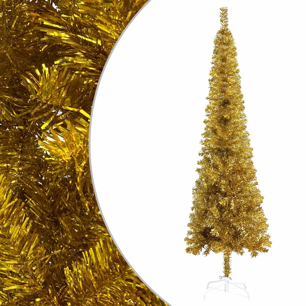 vidaXL Úzký vánoční stromek zlatý 180 cm