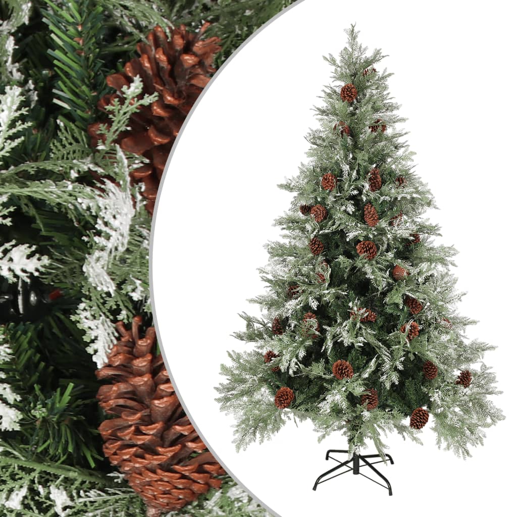 vidaXL Vánoční stromek se šiškami zelenobílý 120 cm PVC a PE