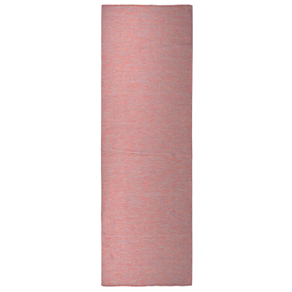 vidaXL Venkovní hladce tkaný koberec 80 x 250 cm červená
